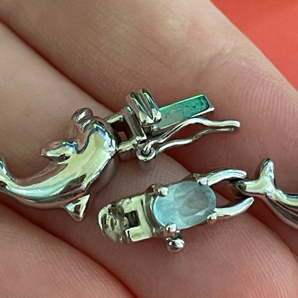 Sterling and Blue Topaz Dolphin Bracelet